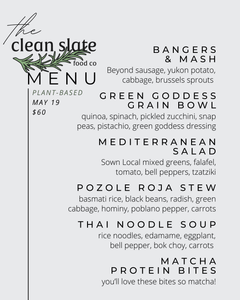 Chef's Choice Menu - Plant Based - Clean Slate Food Co.