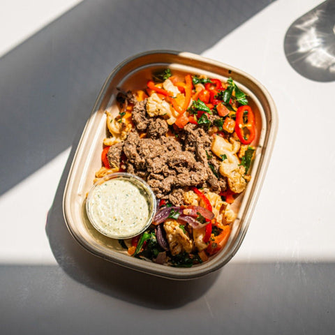 Peruvian sweet potato bowl with steak - Clean Slate Food Co.