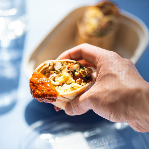 loaded bacon & egg breakfast burrito - Clean Slate Food Co.