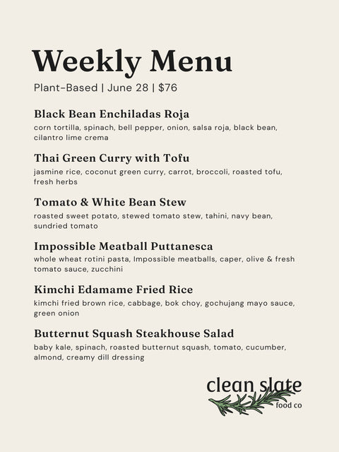 June 28th Chef's Choice Menu - Plant Based